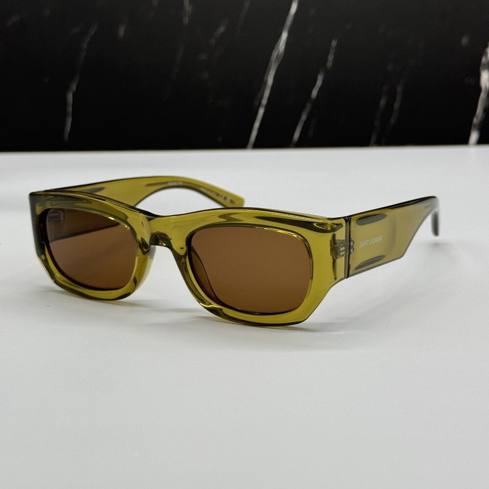 NEW SAINT LAURENT SUNGLASSES GREEN BROWN UNISEX EYEWEAR SAINT LAURENT SL713 004